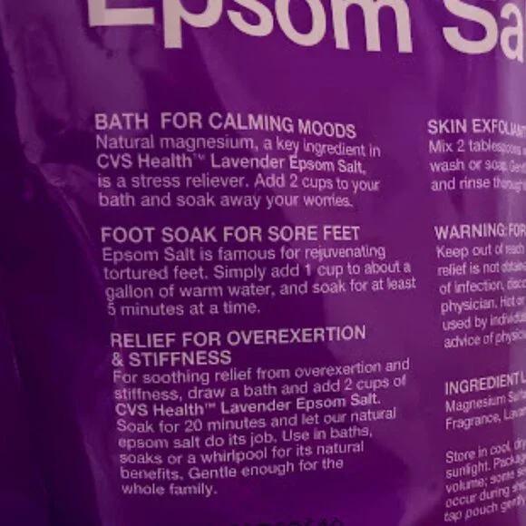 2pc LOT CVS Epsom Salt Lavender For Bath 44 Total Ounces (22 Ounces X 2)**NEW! - Picture 7 of 8